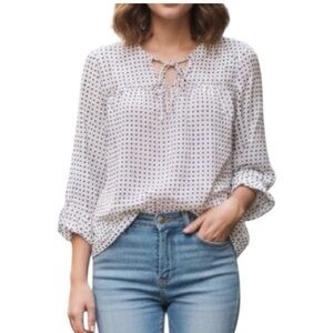 A New Day Black and White Spotted Boho Women’s Top - Size XL